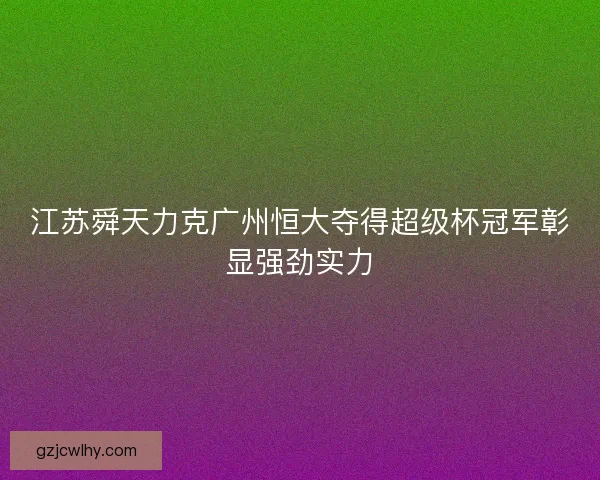 江苏舜天力克广州恒大夺得超级杯冠军彰显强劲实力